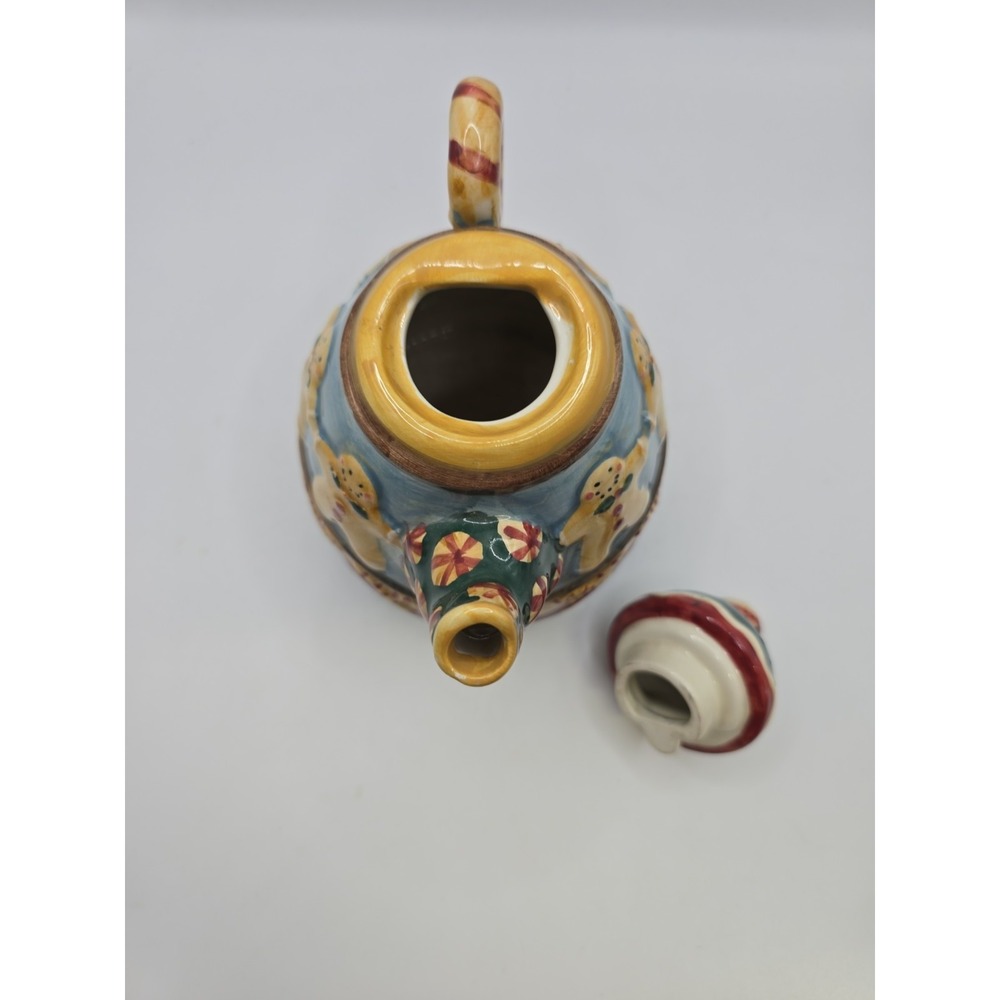 Sakura Debbie Mumm Gingerbread And Peppermint Mini Teapot 6" .  VTG Christmas - Picture 6 of 8